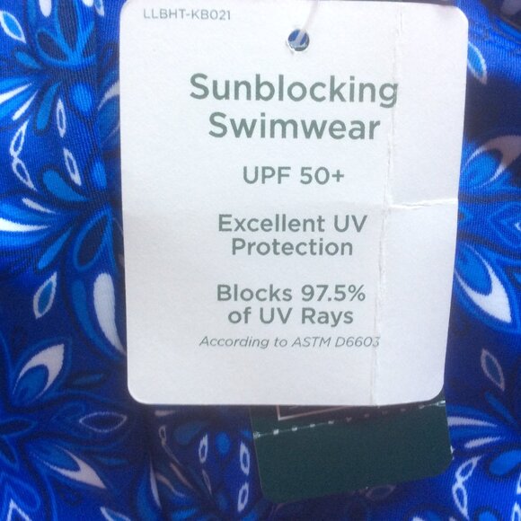 L.L. Bean Square Neck Tank Suit NWT Radiant Blue Motif UPF 50+ Size 26W Regular - Picture 5 of 7